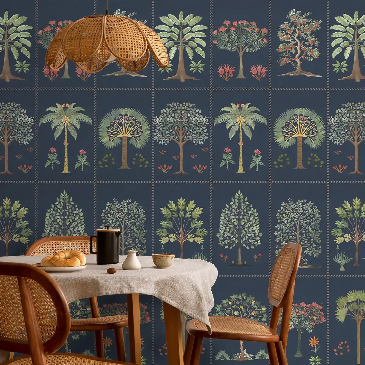 Blue Botanical Bliss Wallpaper Customised For Walls 1