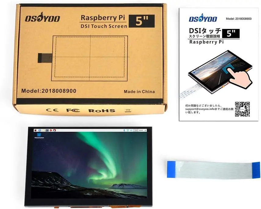 【100台セット】Osoyoo 5インチtft タッチスクリーン Dsiコネクタ Lcdディスプレイモニター 800×480解像度 ラズベリーパイ2 3 3B+ Raspberry Pi 4 用 日本語説明書付き 2