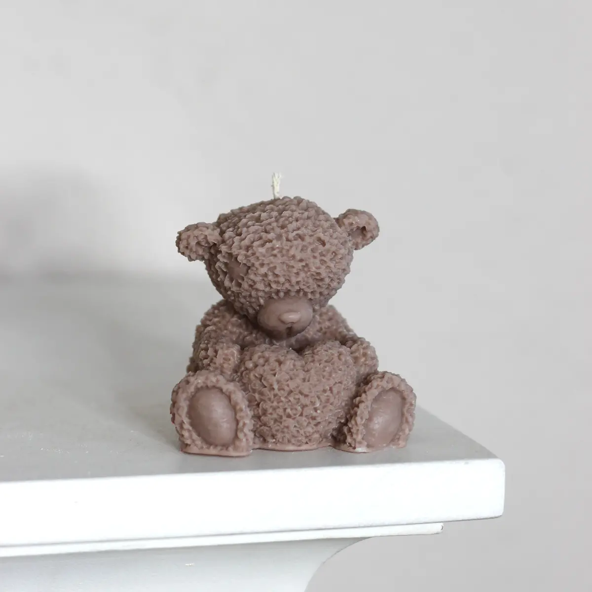 Kerze ; Teddy; Sitzender Teddy Mit Herz 2