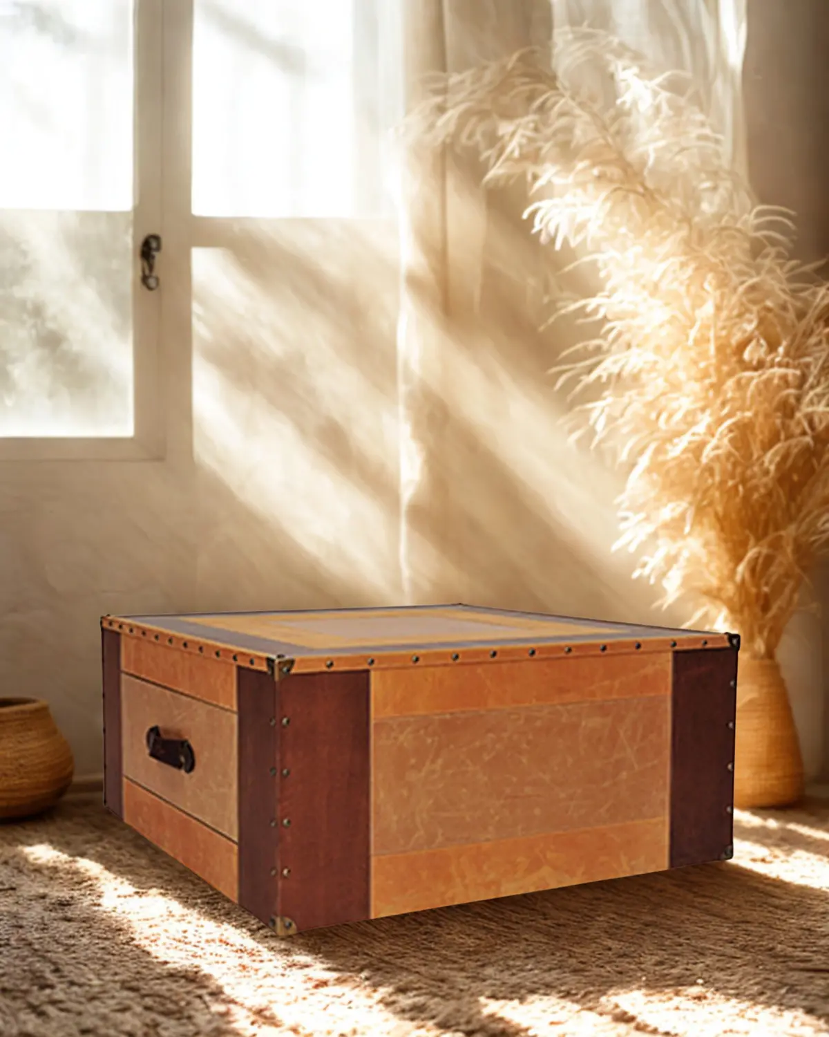 Malabar Leather Coffee Table With Two Drawers 1