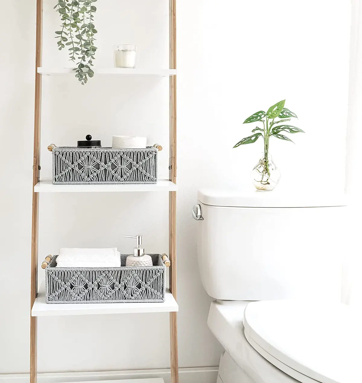 Grasp Macrame Basket Grey 1