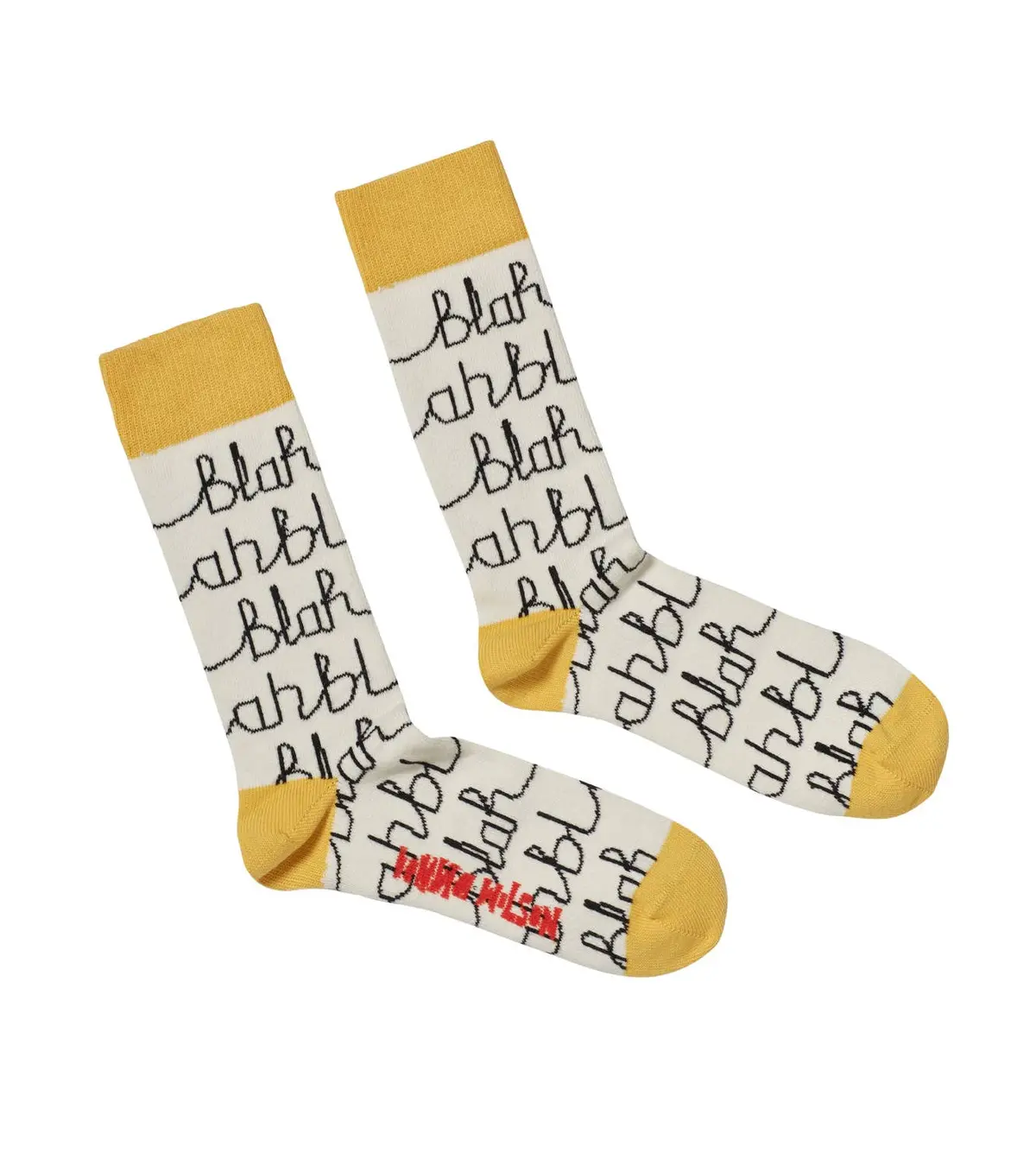 Socken "Blah Blah" Gelb Beige 1
