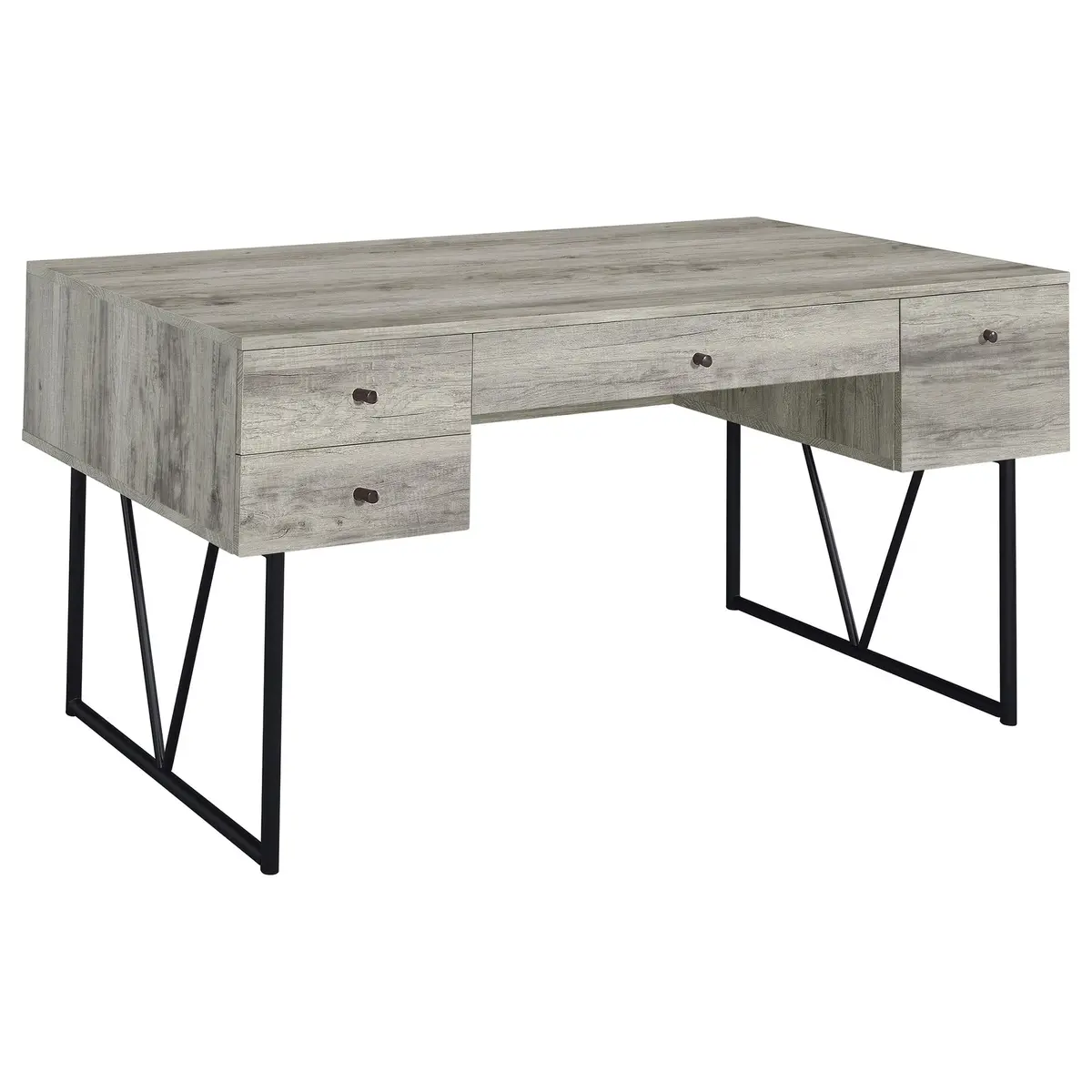 Analiese 4-Drawer Writing Desk Grey Driftwood 1