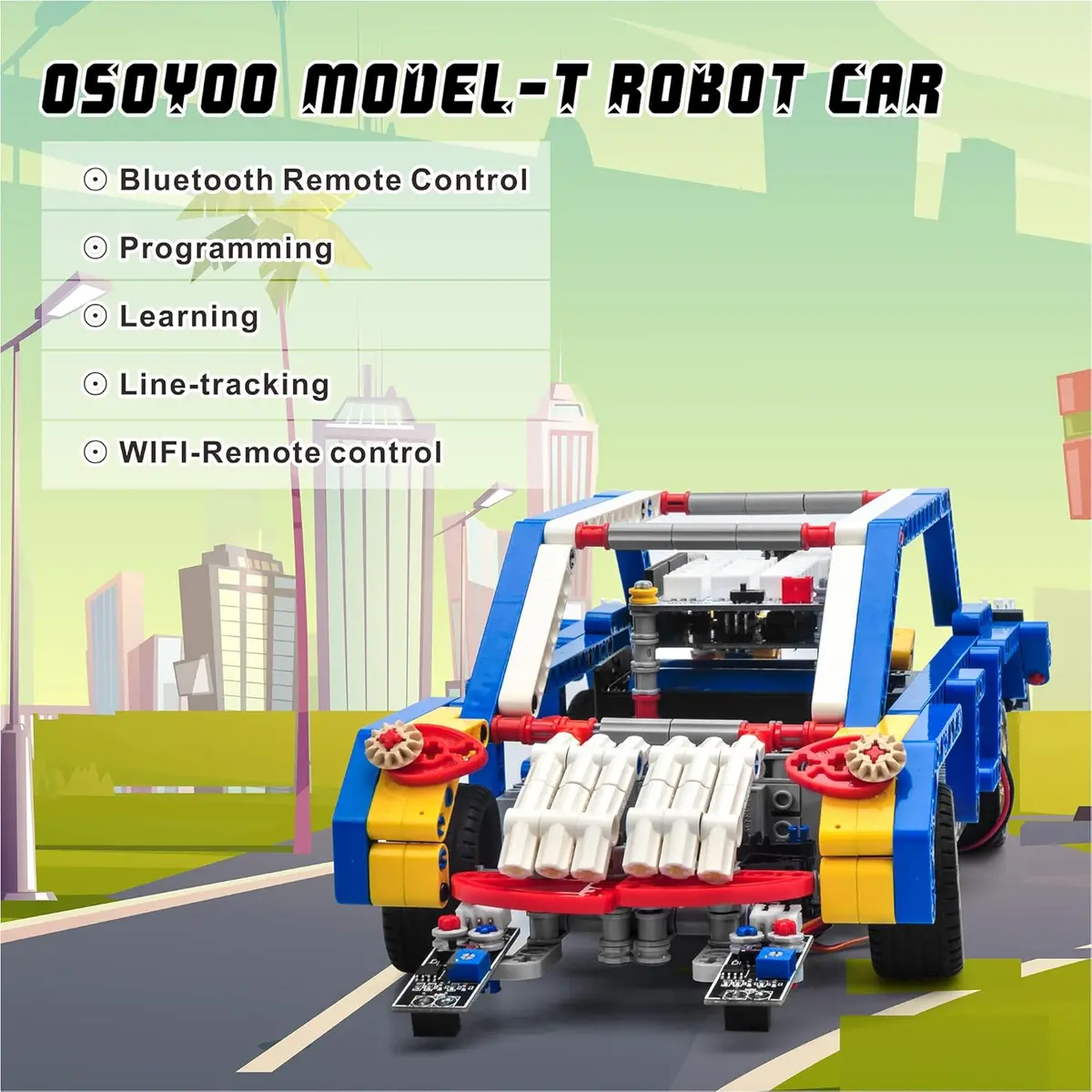 Osoyoo Model-T Building Block Robot Car Kit For Arduino Stem Educational Robotic Programming Project With App Remote Control Coding Learning Set For Teens Adults Students Teachers 1