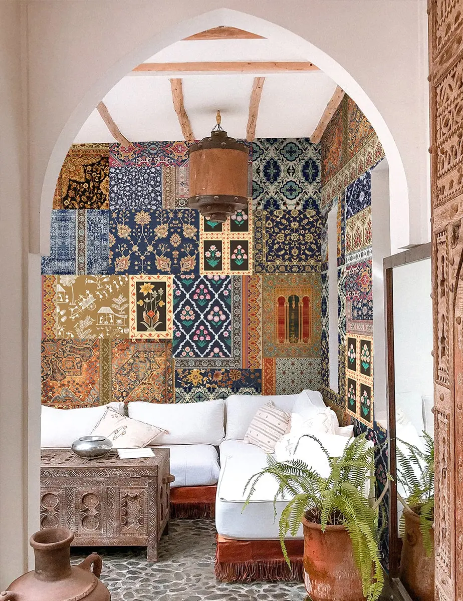 Banaras, Indian Carpet Design Customised Wallpaper 1