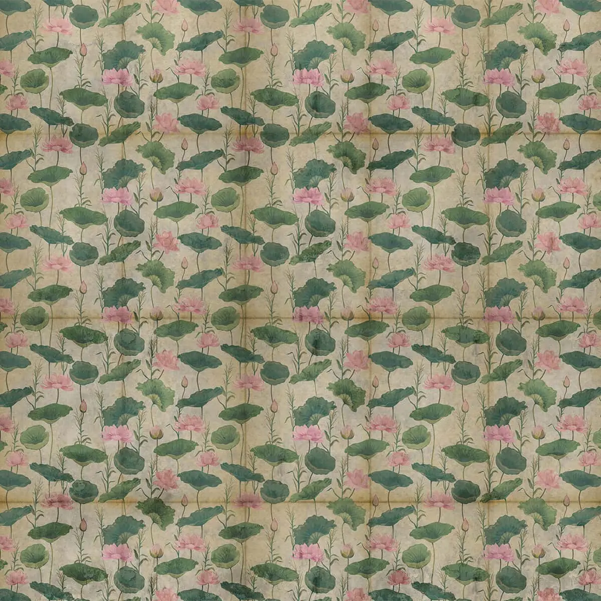Vintage Lotuses, A Rustic Theme Room Wallpaper 2