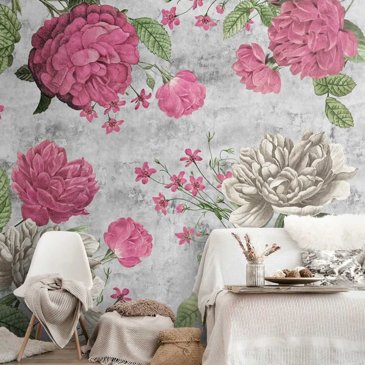 Pink Large Floral Print Wallpaper For Rooms 3