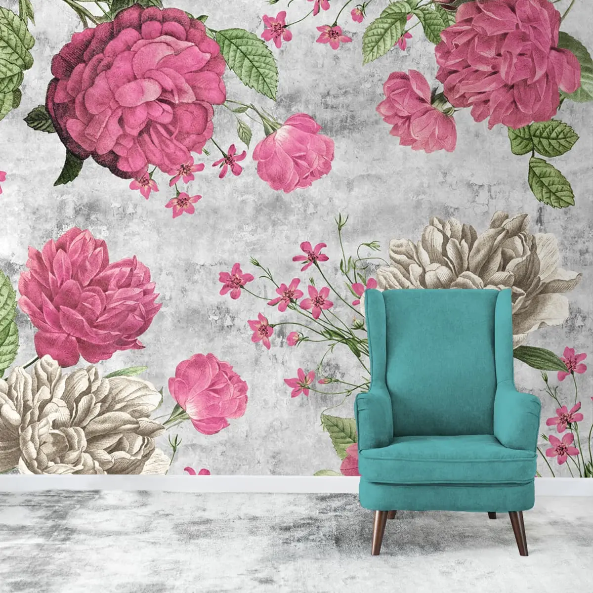 Pink Large Floral Print Wallpaper For Rooms 4