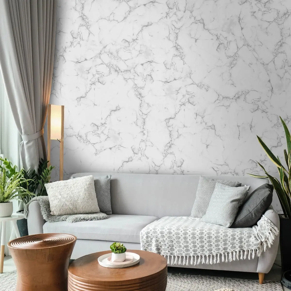 White And Grey Marble Design Wallpaper For Rooms 2