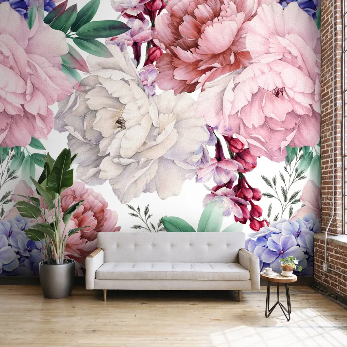 Water Color Painted Look Floral Wallpaper For Bedrooms, Big Floral Pattern 1