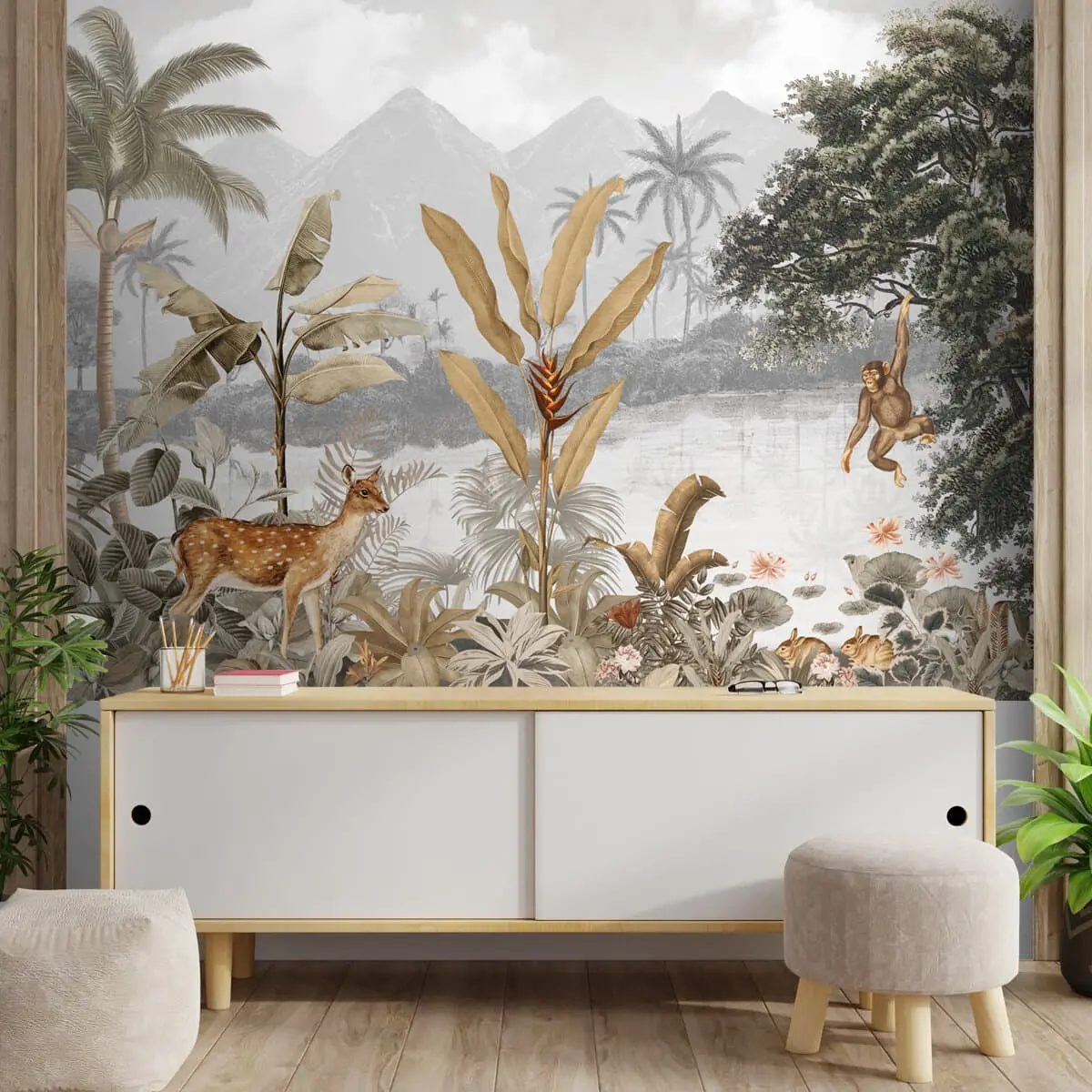 Cheer, Jungle Theme Wallpaper, Sepia Tone 1