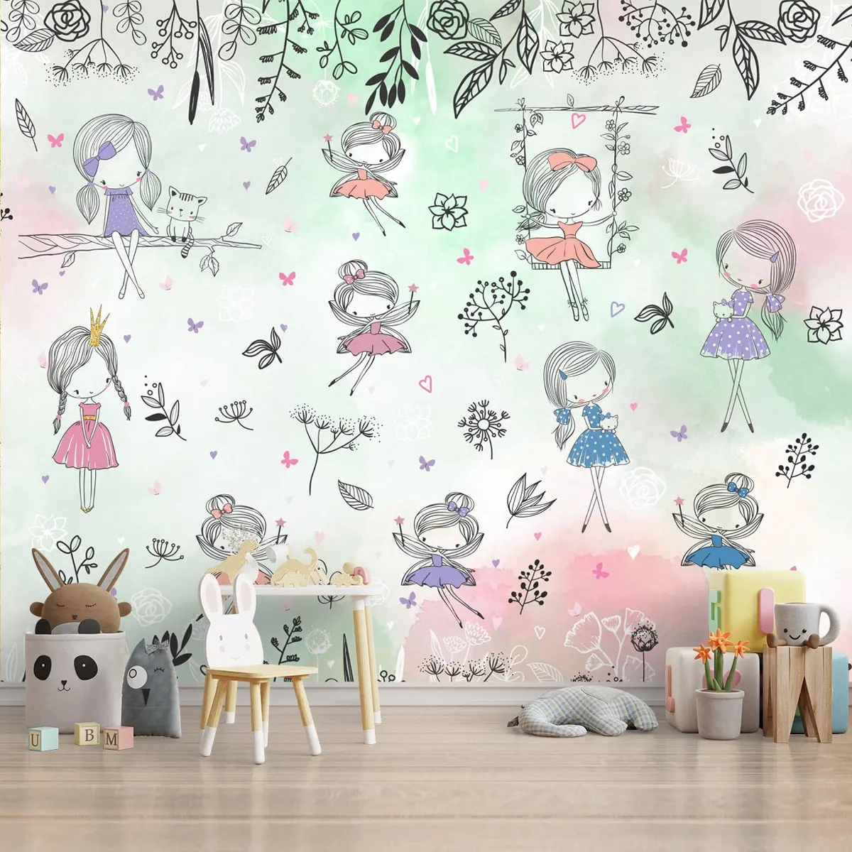 Fairies Wallpaper For Kids Room, Customised For Walls 1