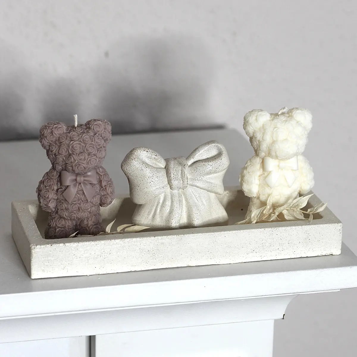 Kerze ; Teddy; Stehender Teddy Mit Schleife 2