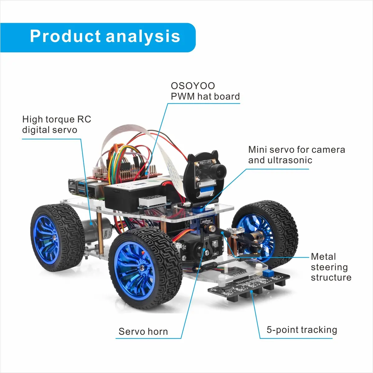 Servo Steering Robot Iot Camera Car For Raspberry Pi 1
