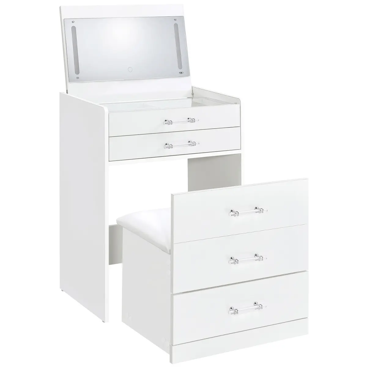 Danbury Makeup Vanity Table With Led Mirror And Stool 1