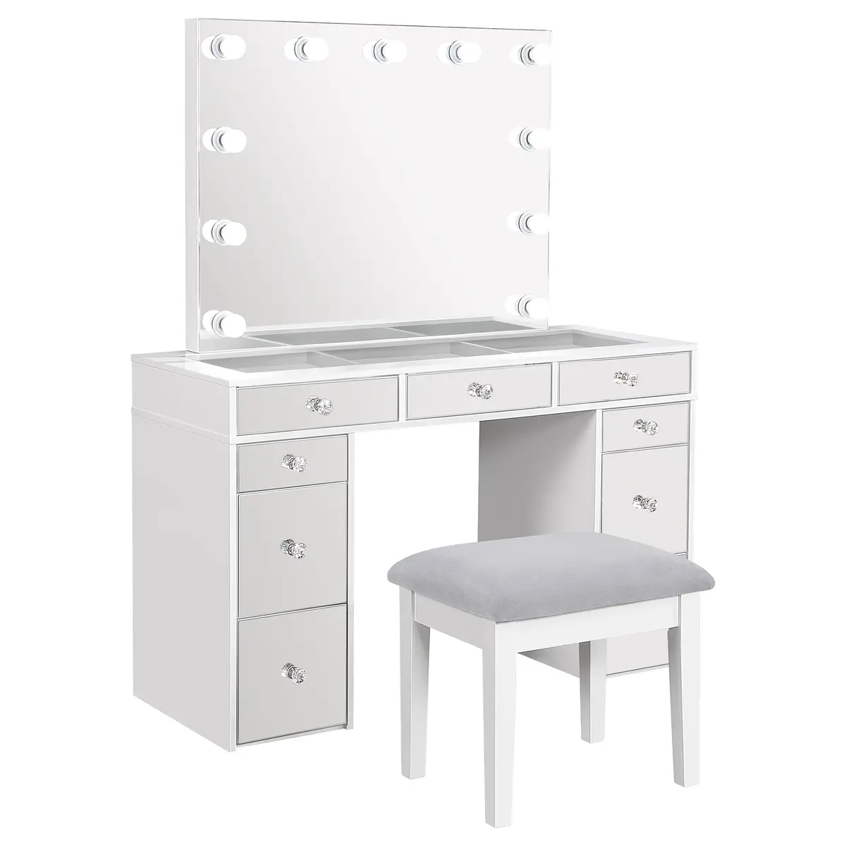 Regina Makeup Vanity Table With Led Mirror And Stool 1