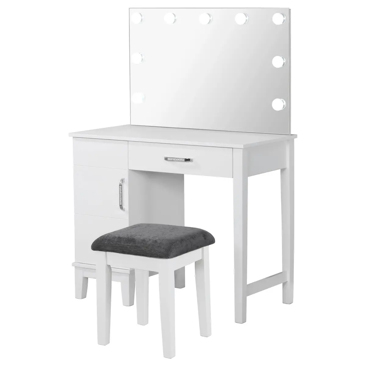 Elijah Makeup Vanity Table With Led Mirror And Stool 1