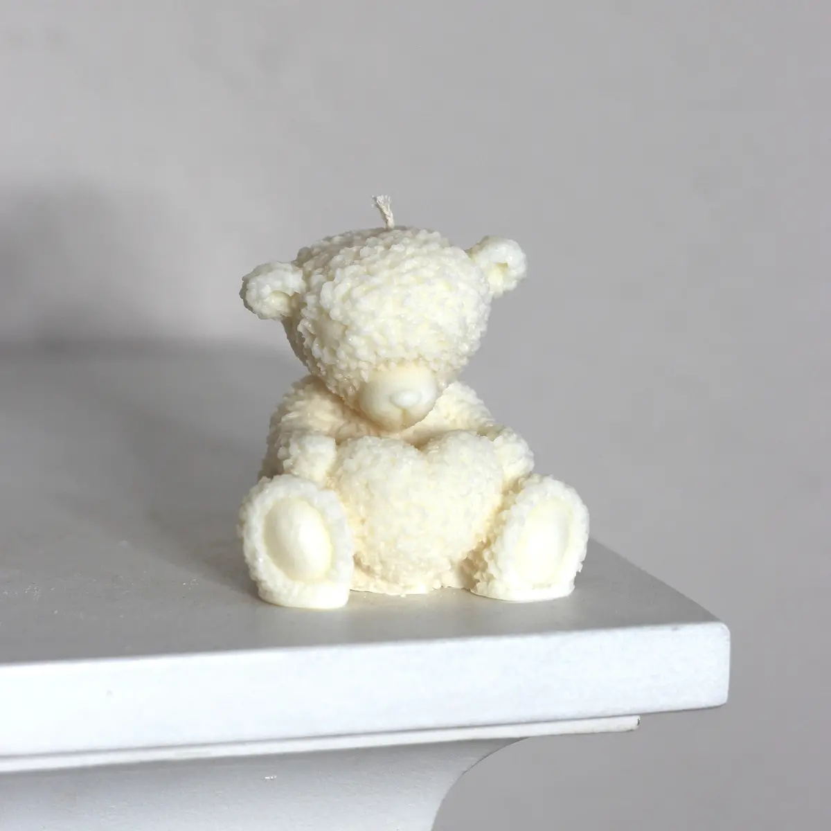 Kerze ; Teddy; Sitzender Teddy Mit Herz 1