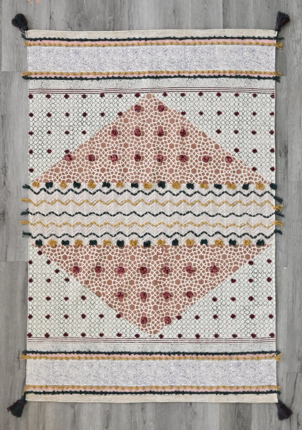 Lavish Block Printed Cotton Rug 1