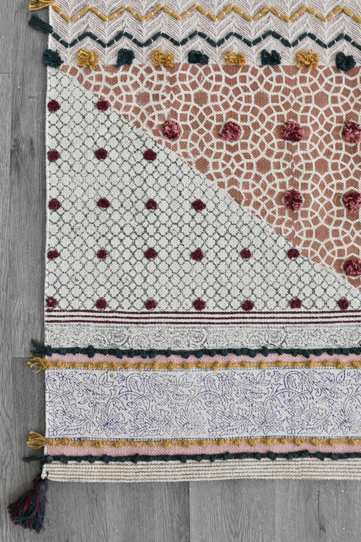 Lavish Block Printed Cotton Rug 2
