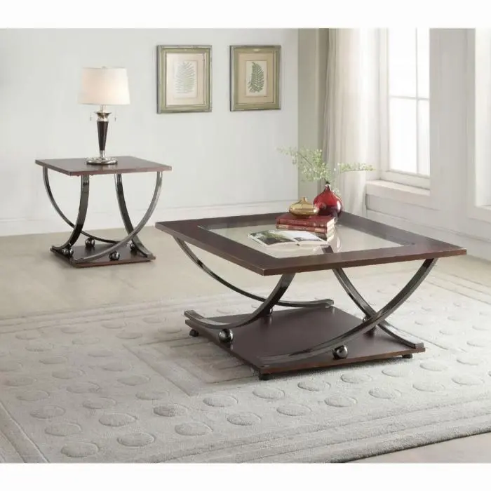 Isiah Black Nickel & Clear Glass Coffee Table 1