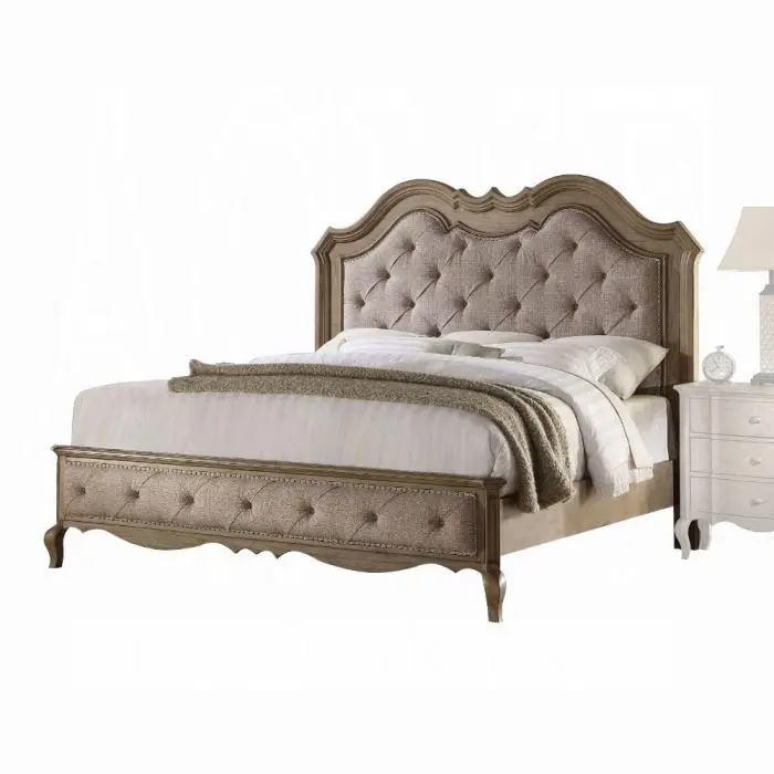 Chelmsford Beige Fabric & Antique Taupe Queen Bed 1