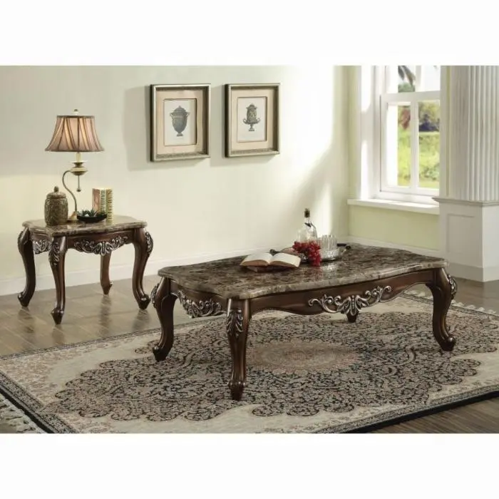 Latisha Marble & Antique Oak Coffee Table 1