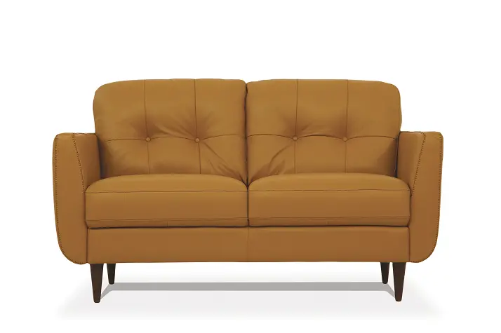 Radwan Camel Leather Loveseat 1