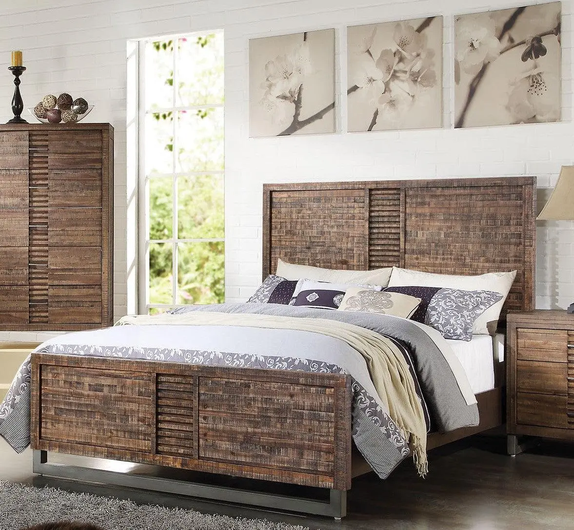 Acme Andria Queen Platform Bed In Reclaimed Oak 21290Q 1