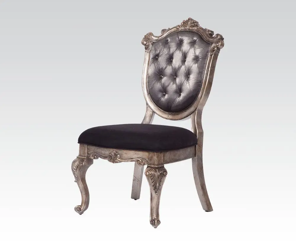 Acme Chantelle Button Tufted Back Seat Dining Side Chair (Set Of 2) In Antique Platinum 60542 1