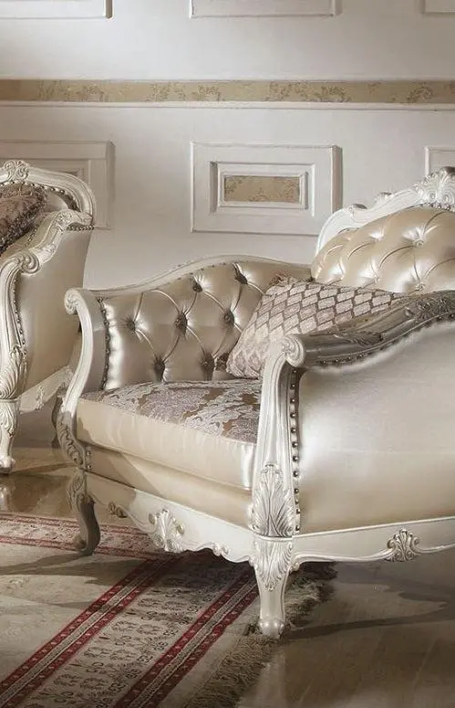 Acme Chantelle Living Room Chair W/Pillow In Pearl White 53542 1