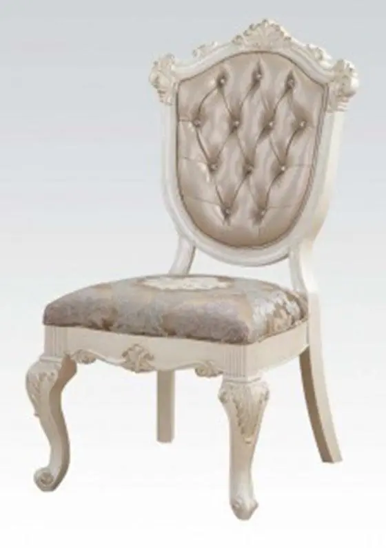 Acme Chantelle Side Chair In Rose Gold And Pearl White (Set Of 2) 63542 1