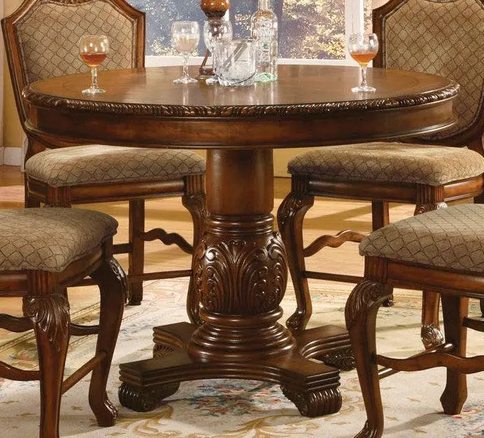 Acme Chateau De Ville Round Counter Height Pedestal Table In Cherry 04082 1