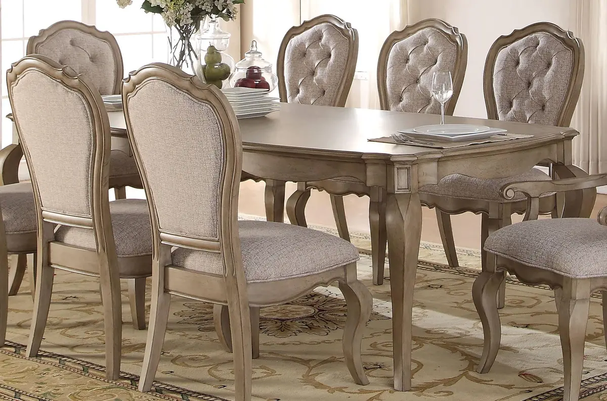 Acme Chelmsford Dining Table In Antique Taupe 66050 1