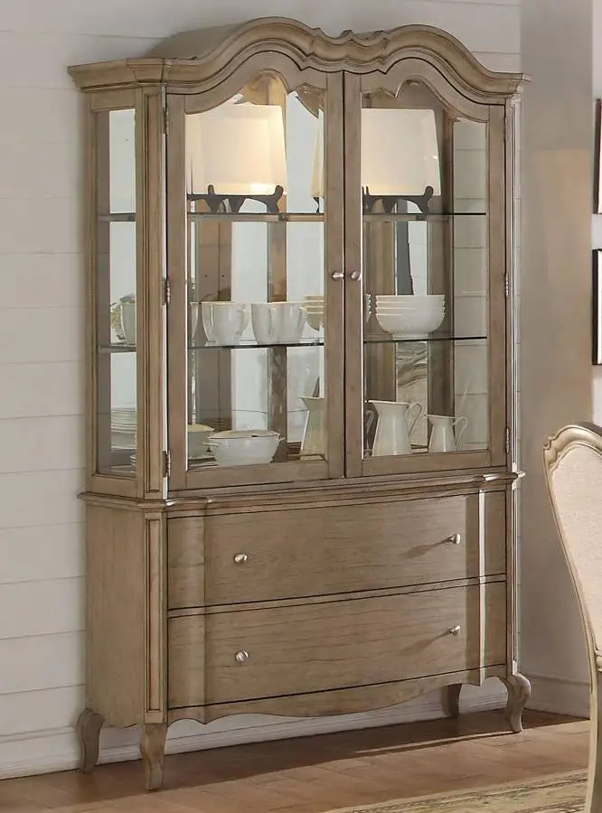 Acme Chelmsford Hutch And Buffet In Antique Taupe 66054 1