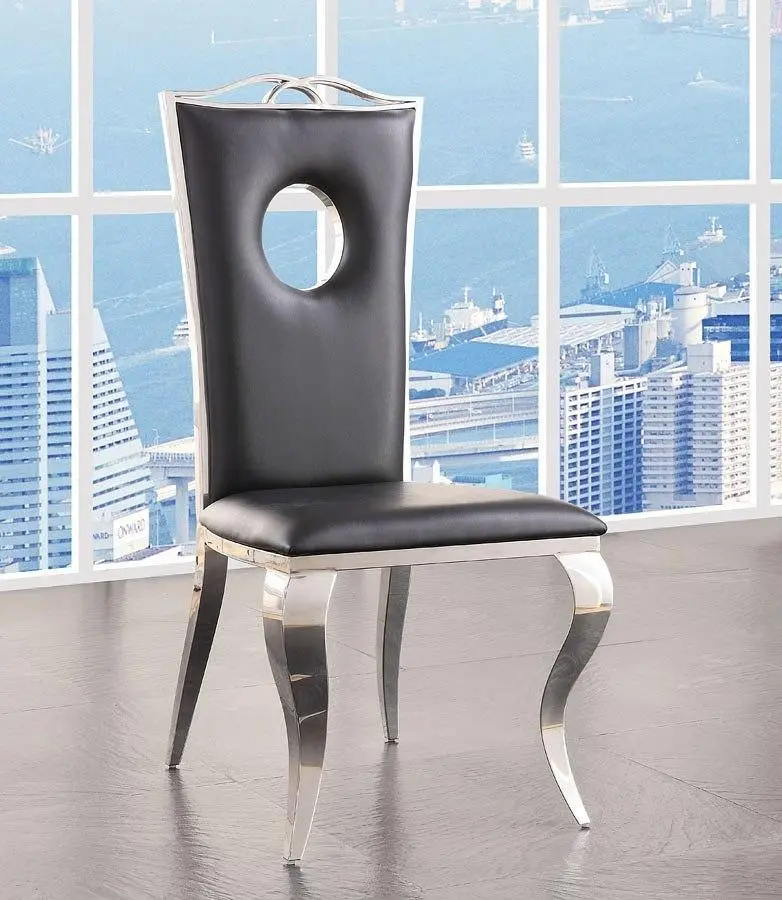 Acme Cyrene Faux Leather Side Chair (Set Of 2) In Stainless Steel 62078 1