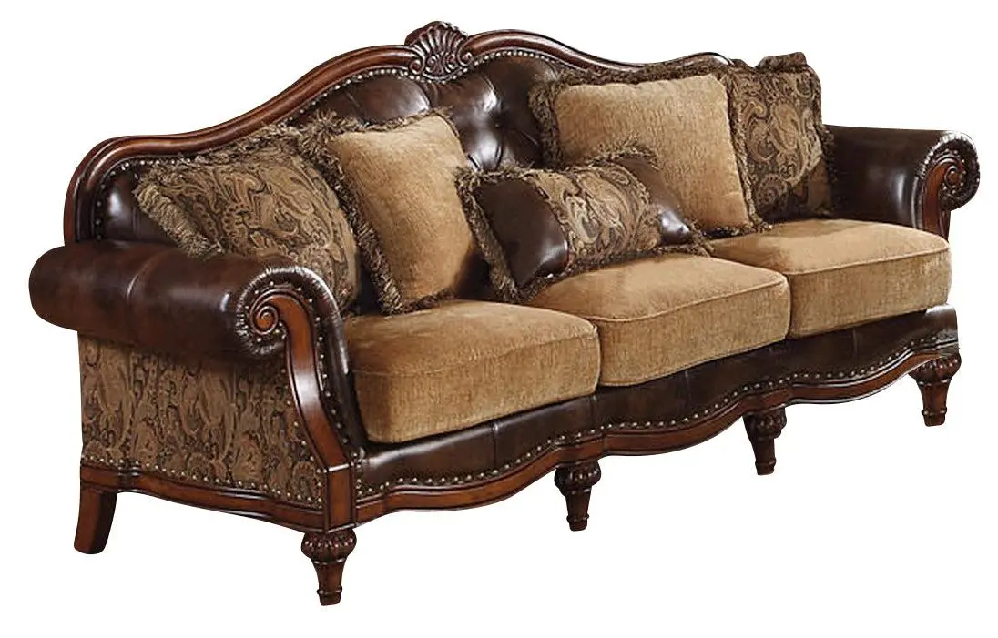 Acme Dreena Traditional Bonded Leather And Chenille Sofa 05495 1