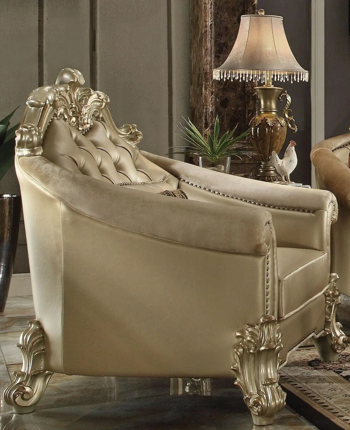Acme Dresden Living Room Chair In Gold Patina 53122 1