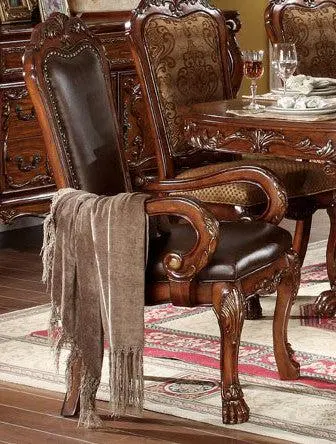 Acme Dresden Pedestal Dining Arm Chairs In Brown Cherry Oak 12154 (Set Of 2) 1