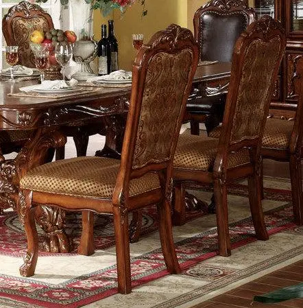 Acme Dresden Pedestal Dining Side Chairs In Brown Cherry Oak 12153 (Set Of 2) 1