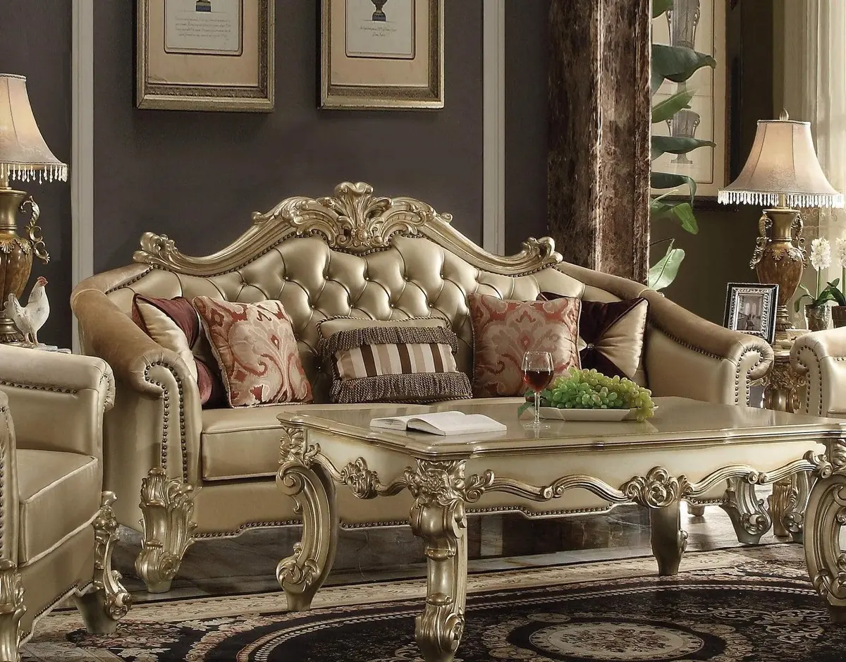 Acme Dresden Sofa In Gold Patina 53120 1