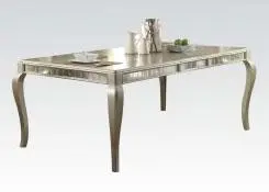 Acme Francesca Rectangular Dining Table In Champagne 62080 1
