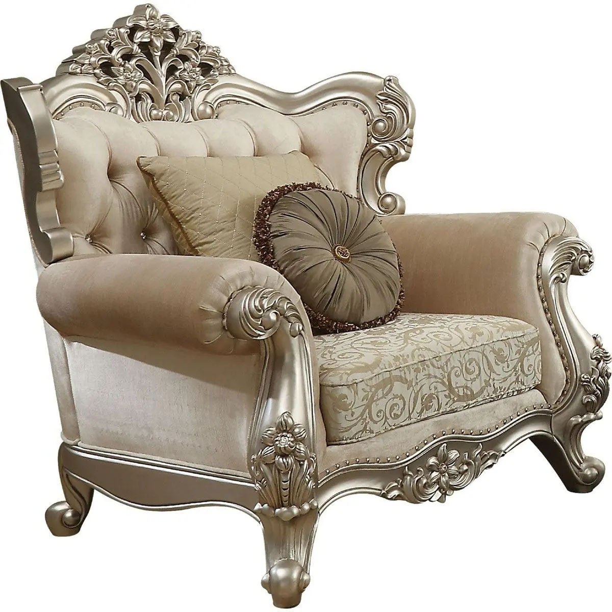 Acme Furniture Bently Chair With 2 Pillows In Champagne 50662 1