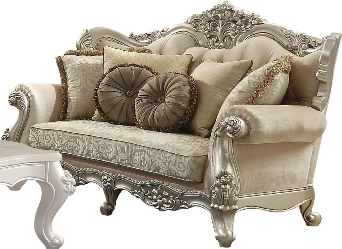 Acme Furniture Bently Loveseat With 5 Pillows In Champagne 50661 1