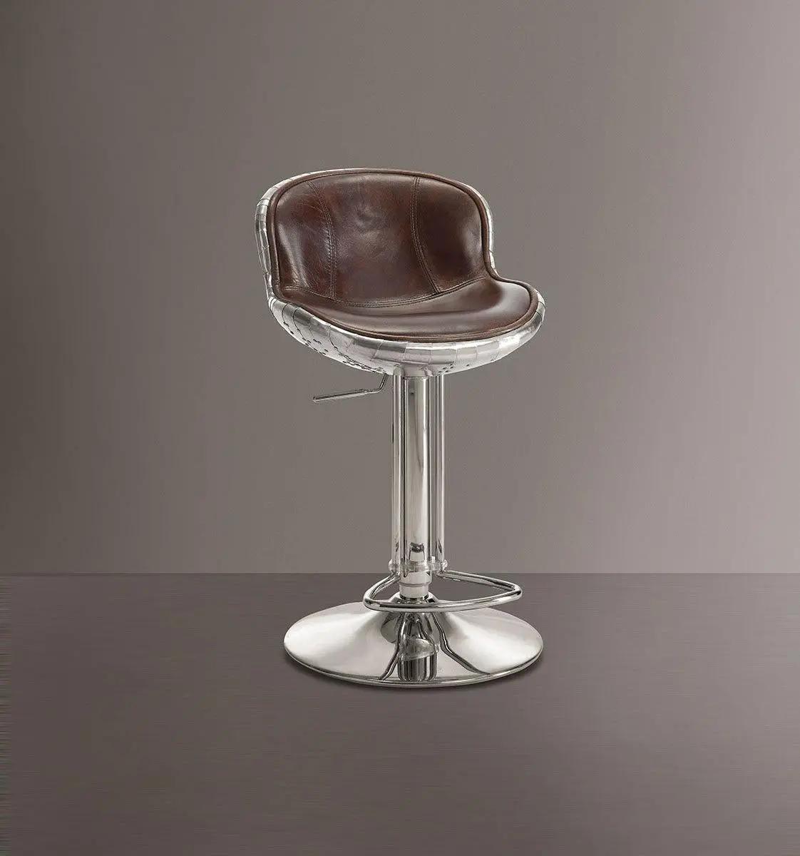 Acme Furniture Brancaster Adjustable Armless Swivel Stool In Vintage Brown (Set Of 2) 96556 1