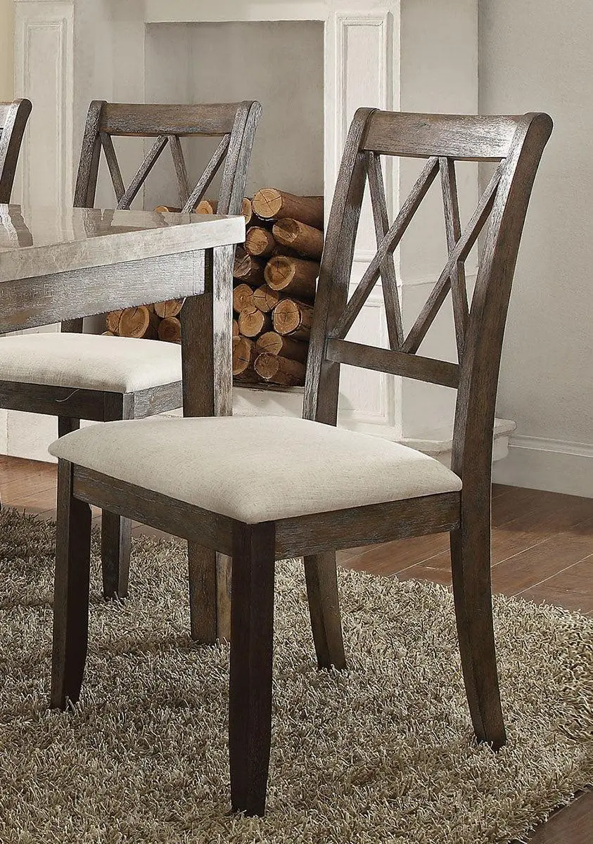 Acme Furniture Claudia Side Chair In Beige And Brown (Set Of 2) 71717 1