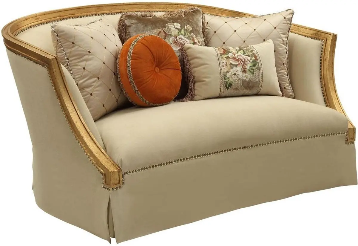 Acme Furniture Daesha Loveseat In Tan Flannel & Antique Gold 50836 1