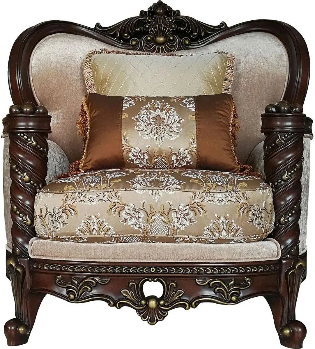 Acme Furniture Devayne Chair With 2 Pillows In Dark Walnut 50687 1