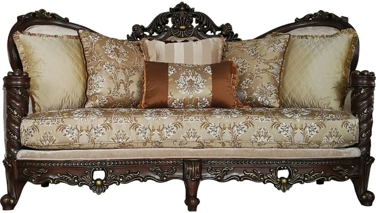 Acme Furniture Devayne Sofa With 6 Pillows In Dark Walnut 50685 1