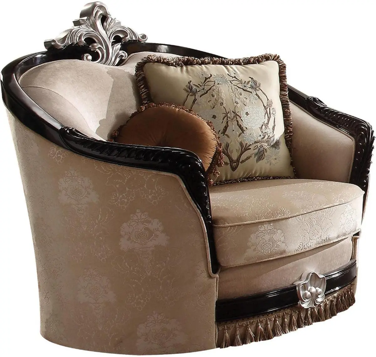 Acme Furniture Ernestine Chair With 2 Pillows In Tan And Black 52112 1